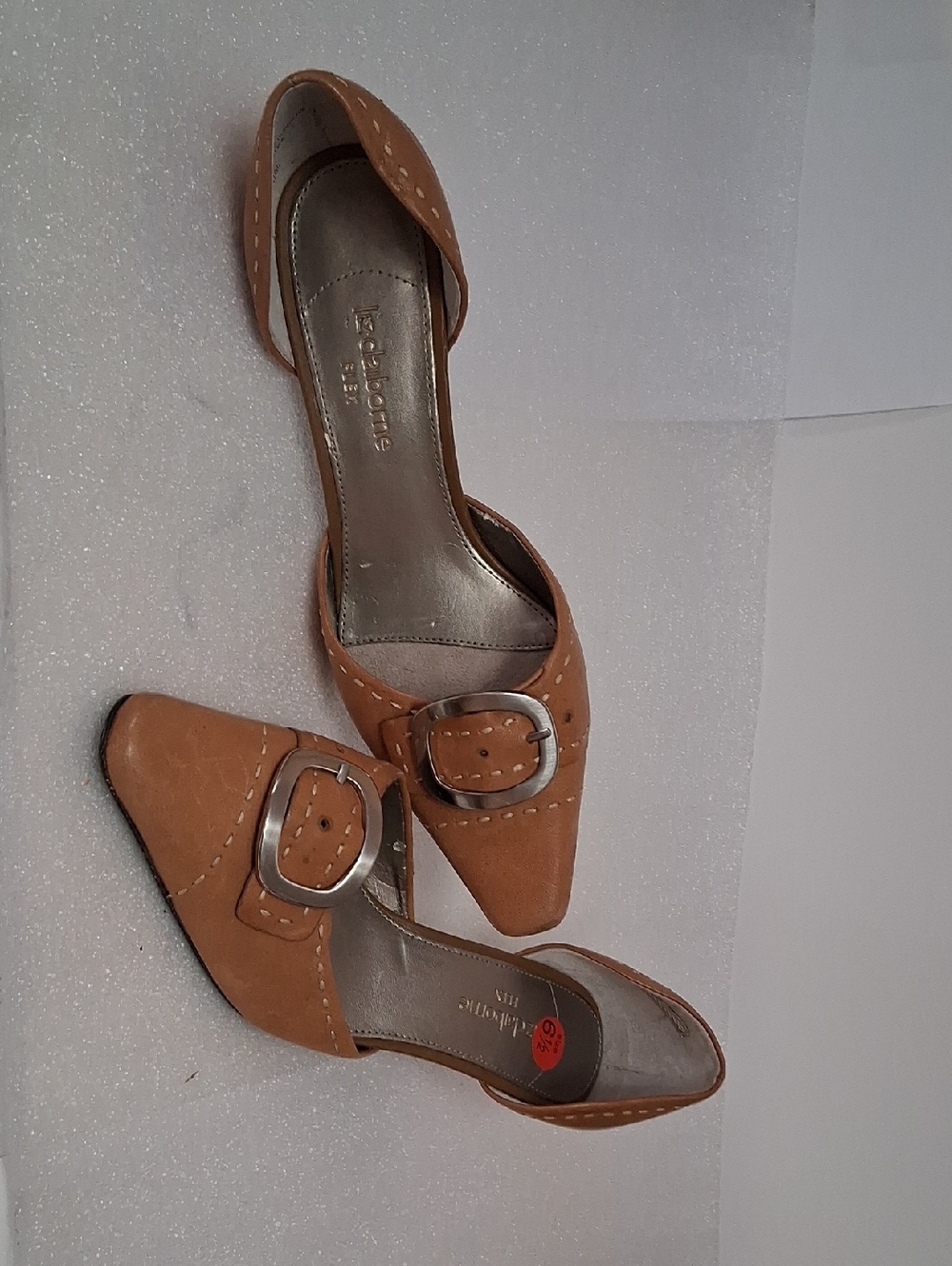 Liz Claiborne Flex Tan Buckle Pointed Toe Mules